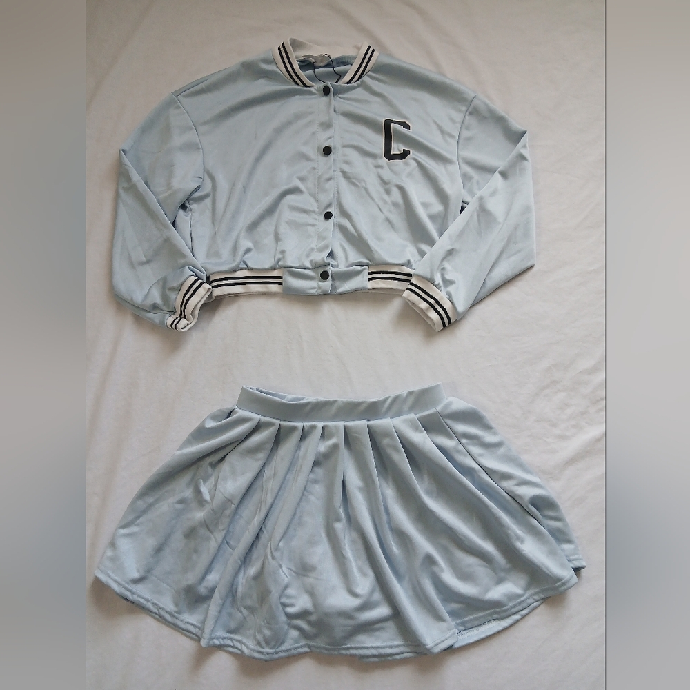 Brand New AQ Sport Varsity Jacket & Skirt Matching Set | Size M | Light Blue
